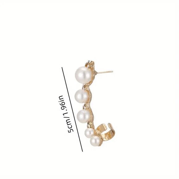 Boho Pearl Diamond Ear Crawler Ear Jacket Ear Hugger - Picture 5 of 5